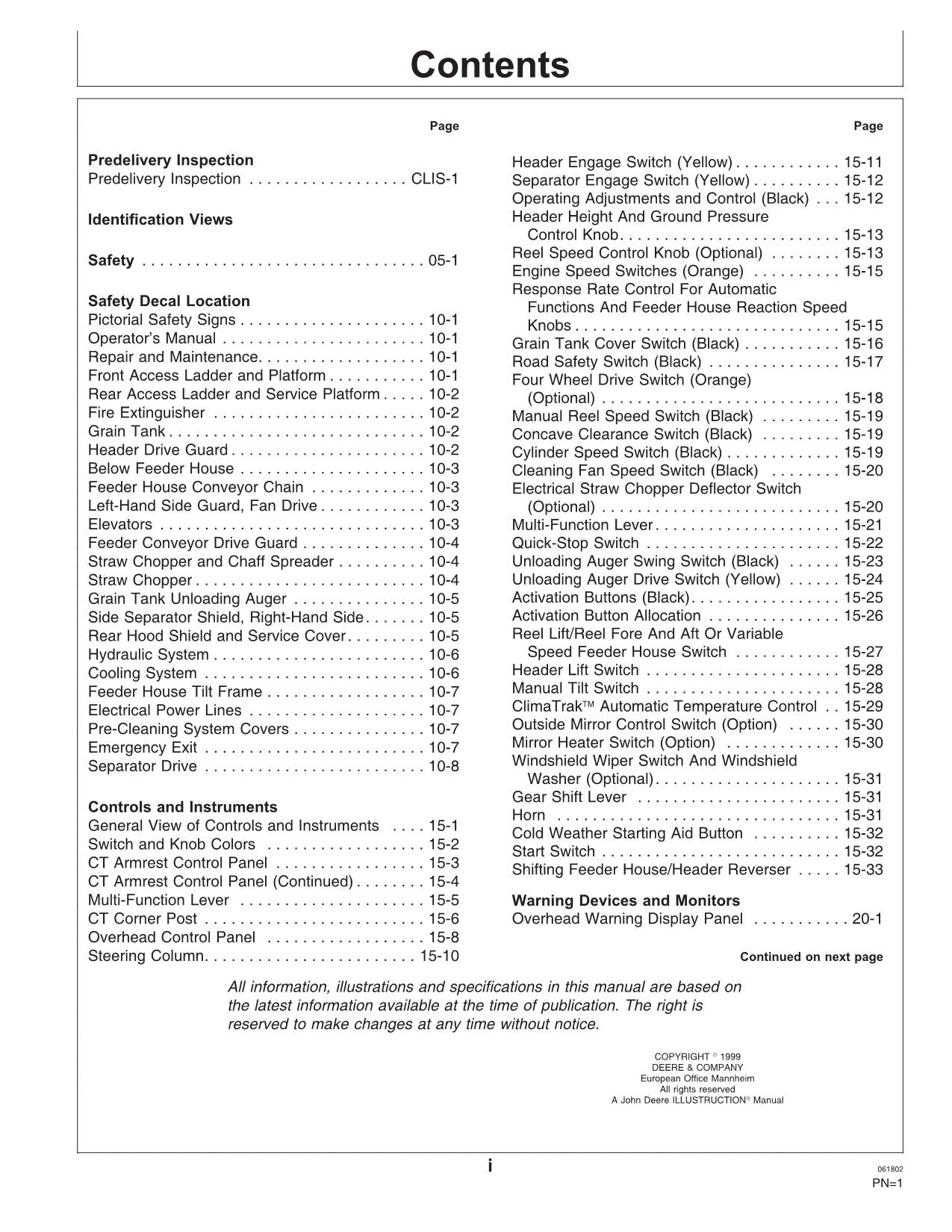 JOHN DEERE CTS MÄHDRESCHER-BETRIEBSHANDBUCH NR. 4