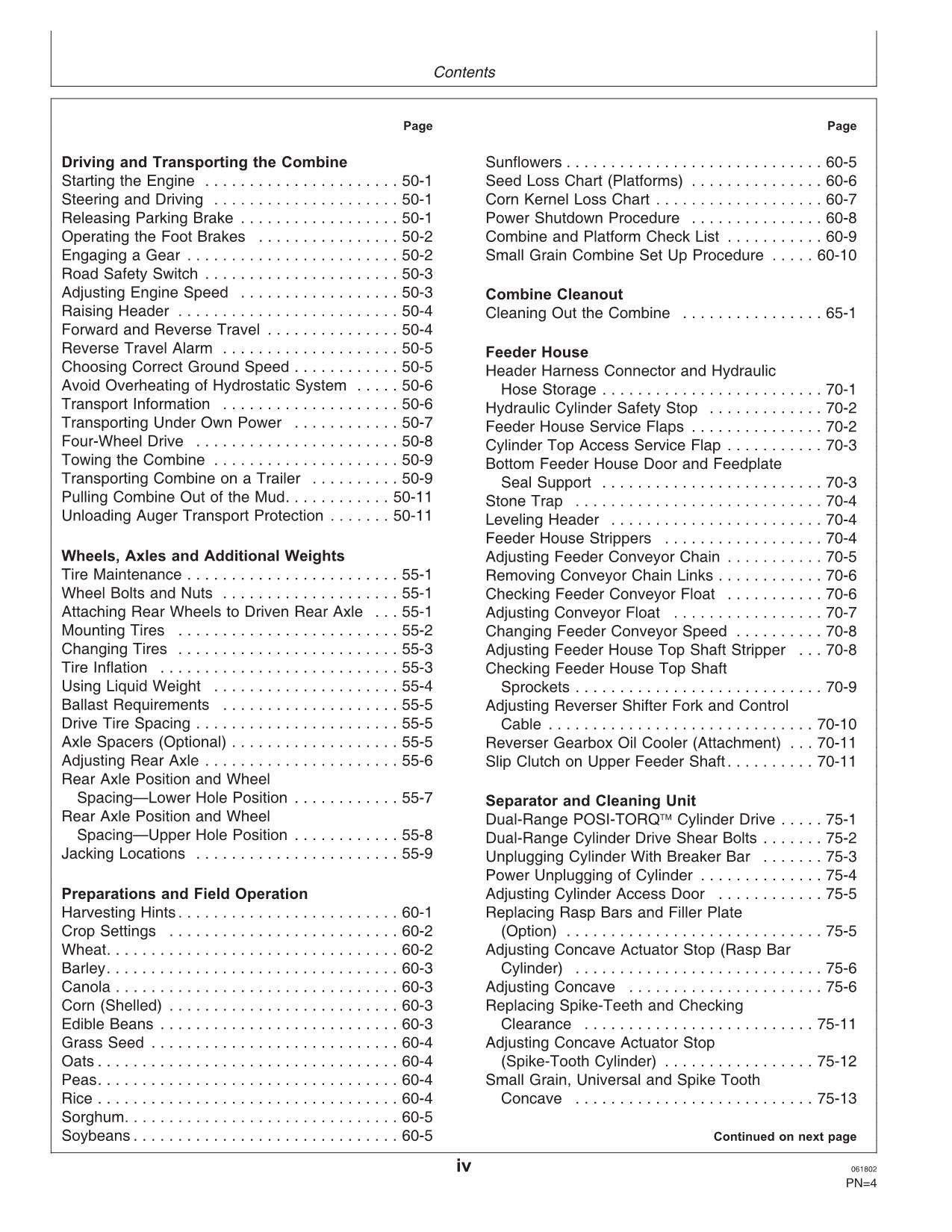 JOHN DEERE CTS MÄHDRESCHER-BETRIEBSHANDBUCH NR. 4