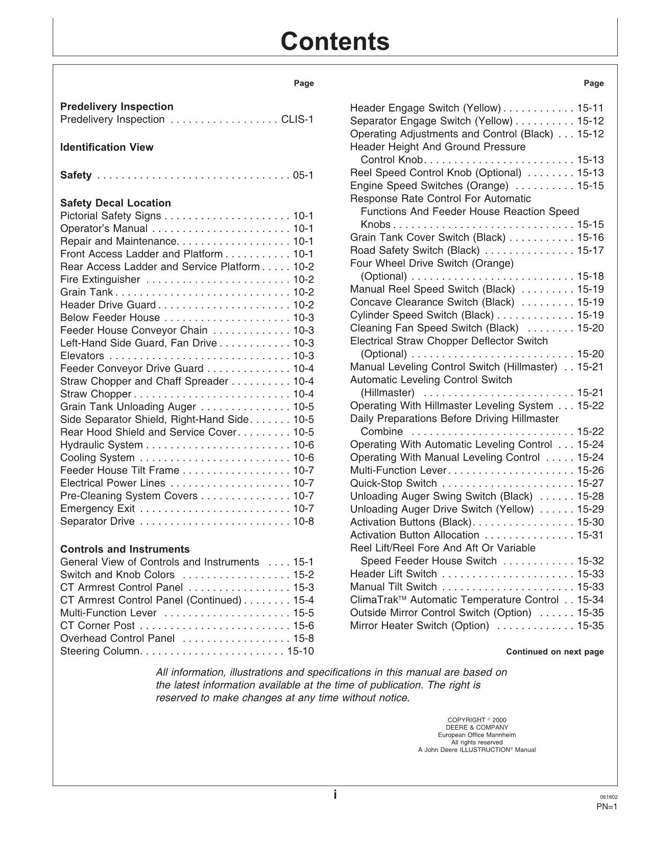 JOHN DEERE 9780 COMBINE OPERATOR MANUAL #1