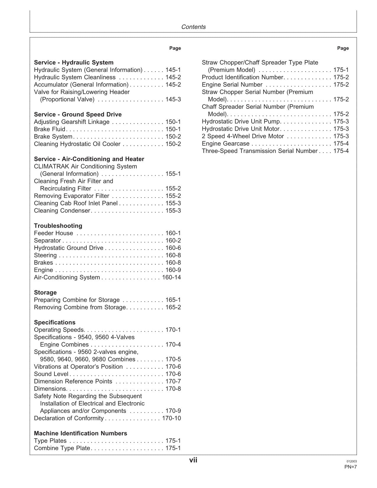 JOHN DEERE 9540 9560 9580 9640 9660 9680 COMBINE OPERATOR MANUAL