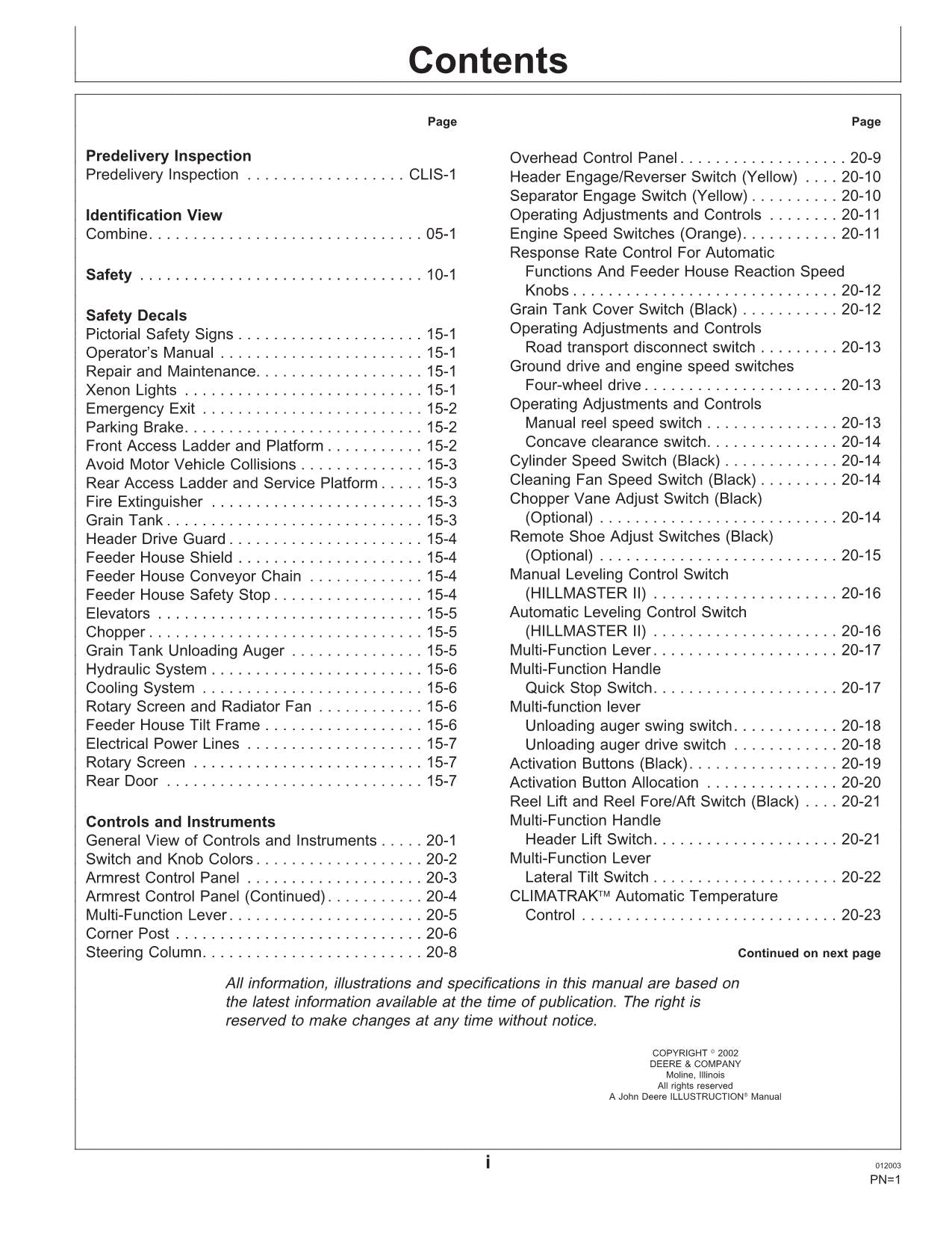 JOHN DEERE 9540 9560 9580 9640 9660 9680 COMBINE OPERATOR MANUAL