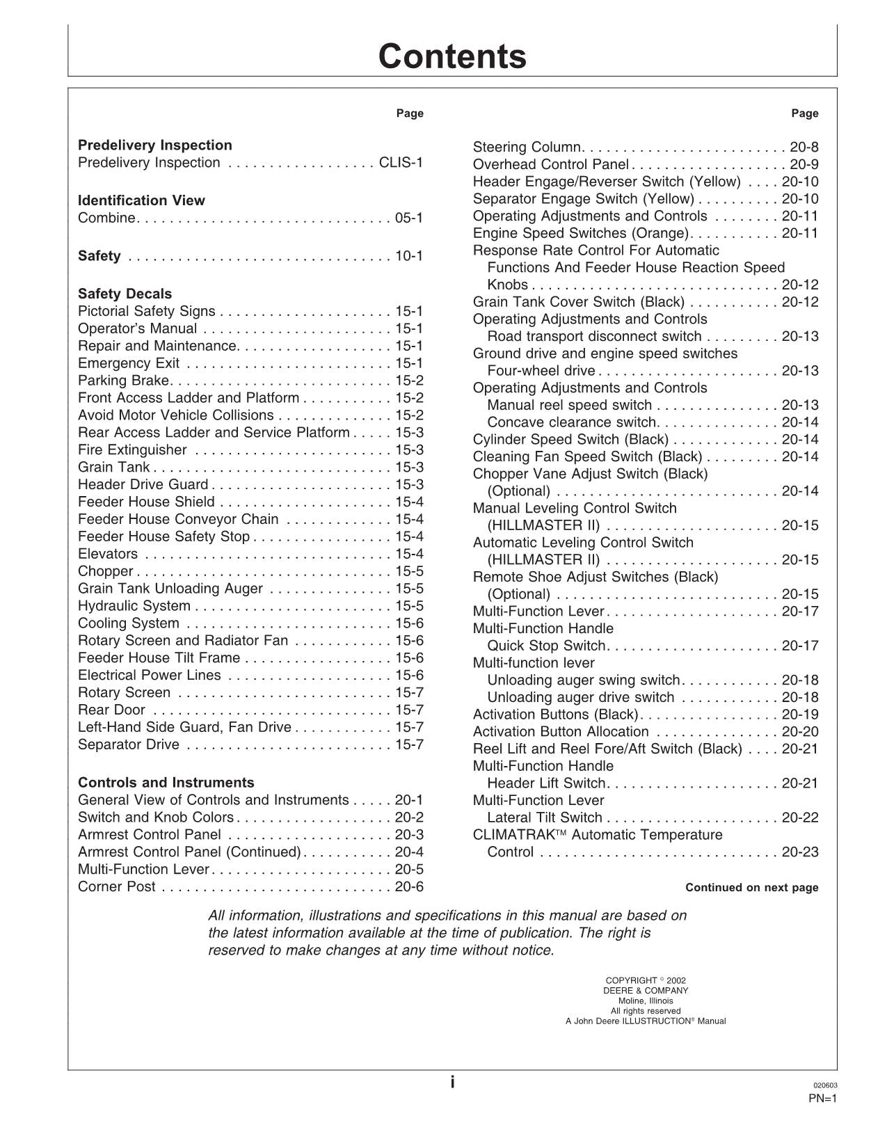 JOHN DEERE 9780 MÄHDRESCHER-BETRIEBSHANDBUCH Nr. 2