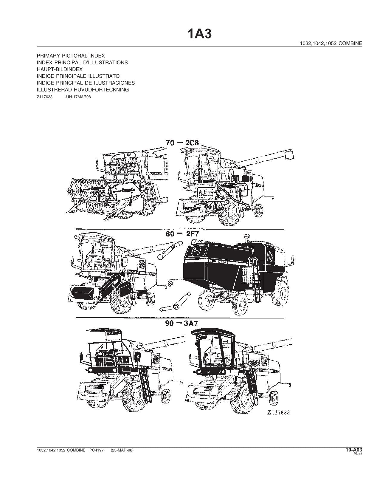 JOHN DEERE 1032 1042 1052 COMBINE OPERATOR MANUAL #2