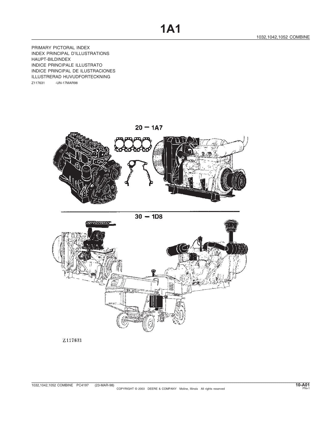 JOHN DEERE 1032 1042 1052 COMBINE OPERATOR MANUAL #2