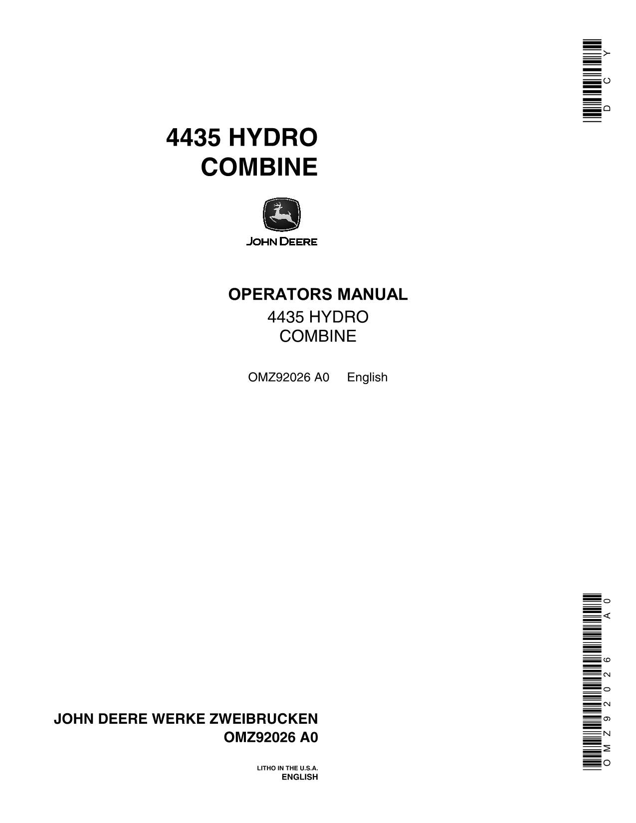 JOHN DEERE 4435 MÄHDRESCHER-BETRIEBSHANDBUCH Nr. 2