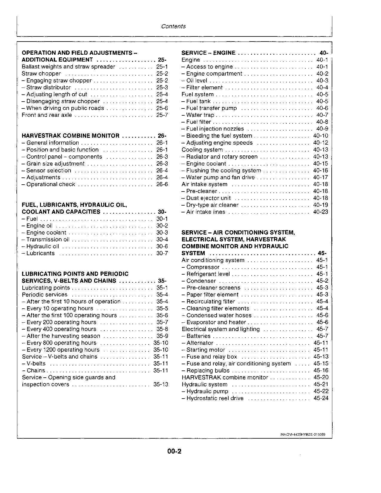 JOHN DEERE 4435 MÄHDRESCHER-BETRIEBSHANDBUCH Nr. 2