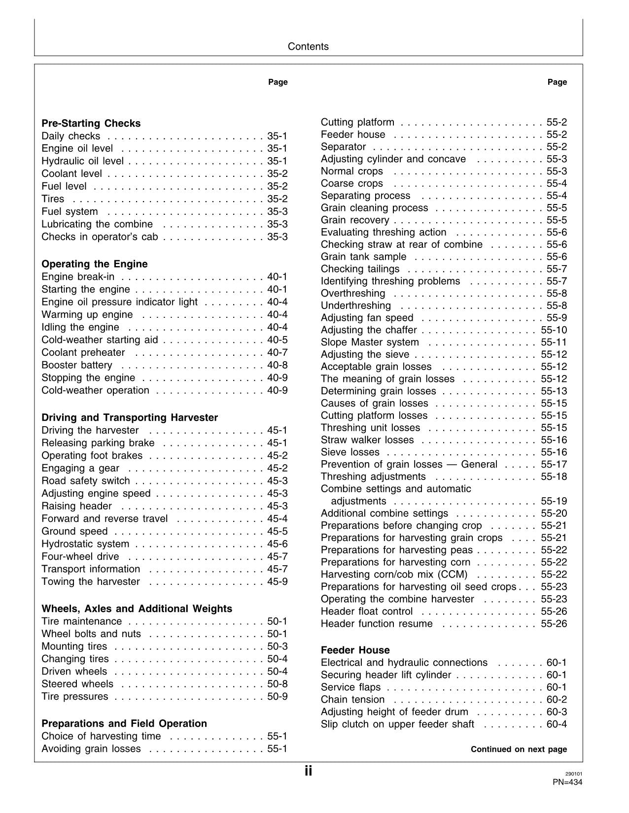 JOHN DEERE 2054 2056 2058 2064 2066 COMBINE OPERATOR MANUAL #2