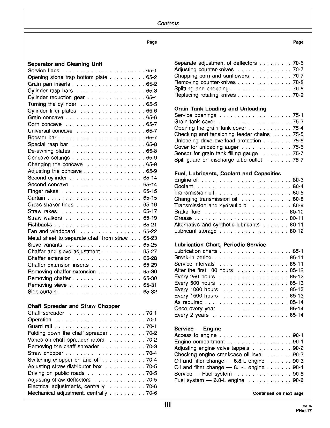 JOHN DEERE 2254 2256 2258 2264 2266 MÄHDRESCHER-BETRIEBSHANDBUCH Nr. 1