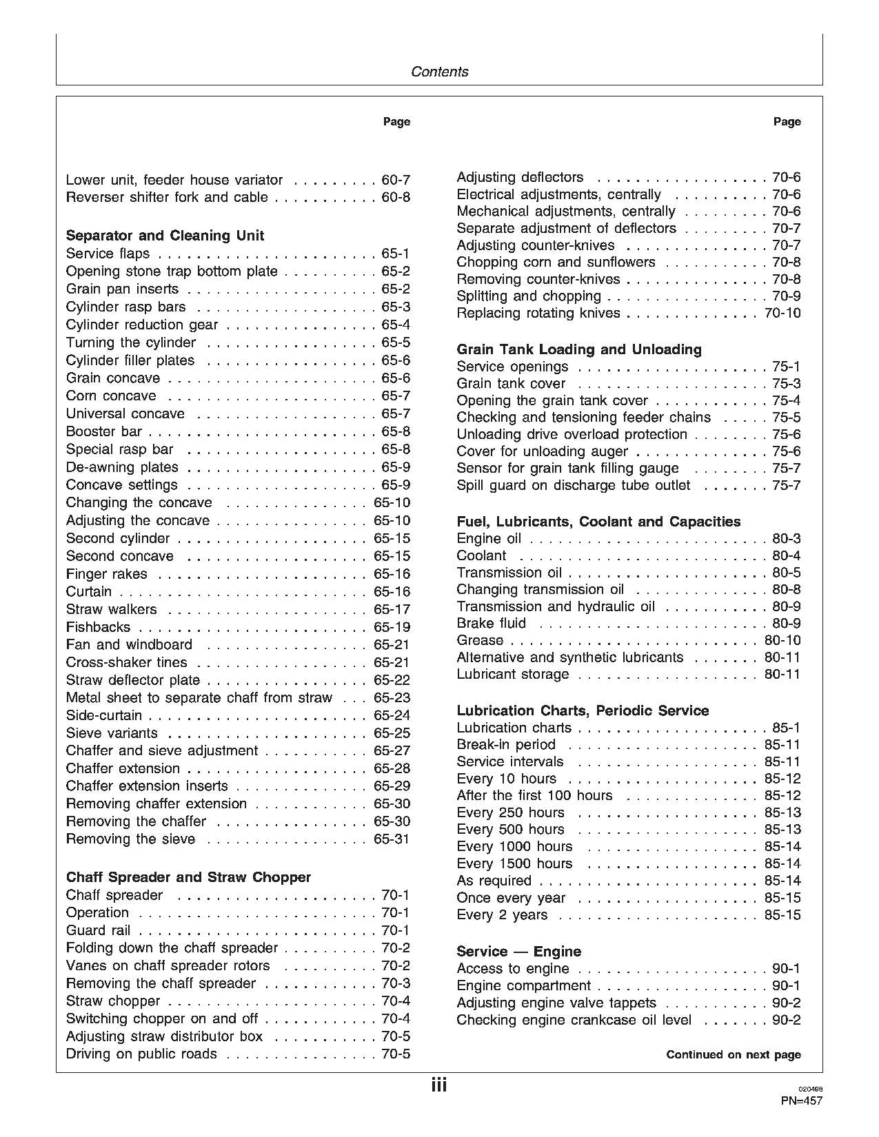 JOHN DEERE 2254 2256 2258 2264 2266 MÄHDRESCHER-BETRIEBSHANDBUCH Nr. 2