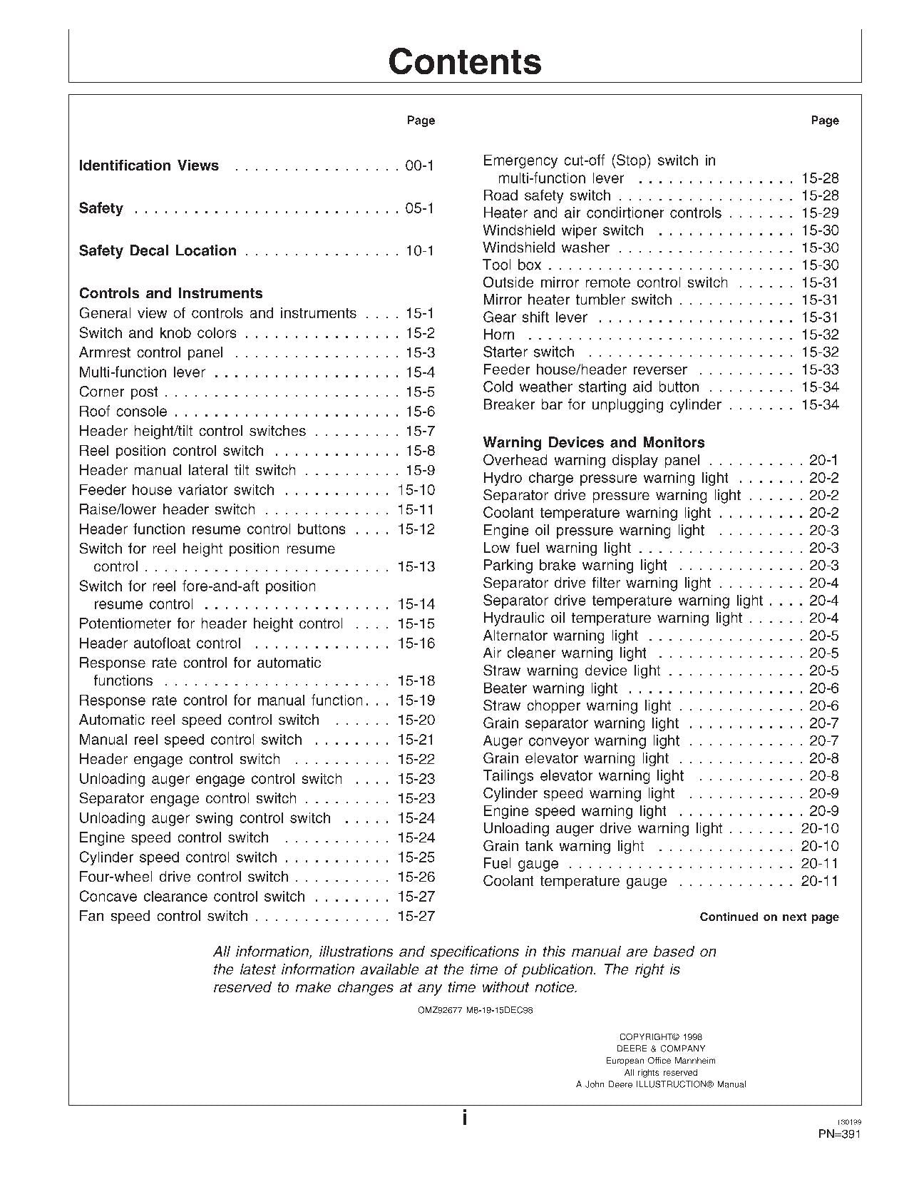 JOHN DEERE CTS MÄHDRESCHER-BETRIEBSHANDBUCH NR. 5