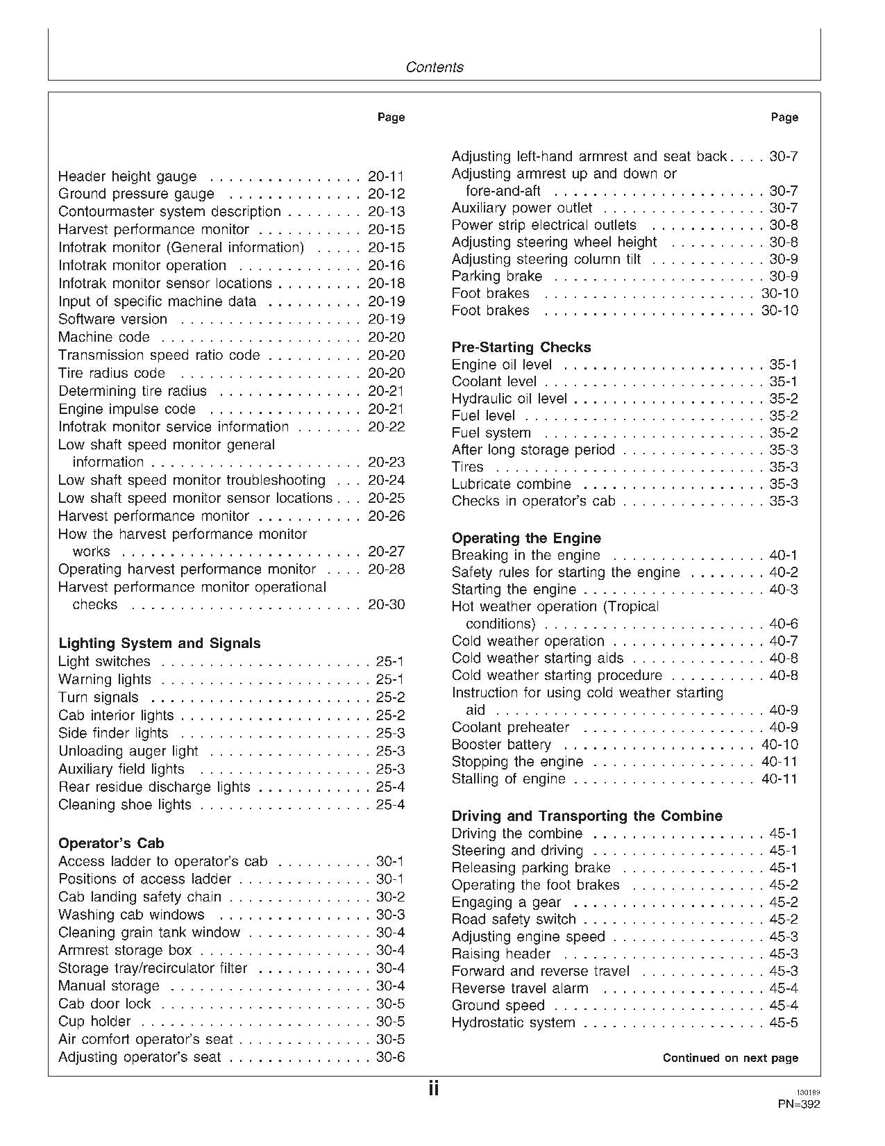 JOHN DEERE CTS MÄHDRESCHER-BETRIEBSHANDBUCH NR. 5