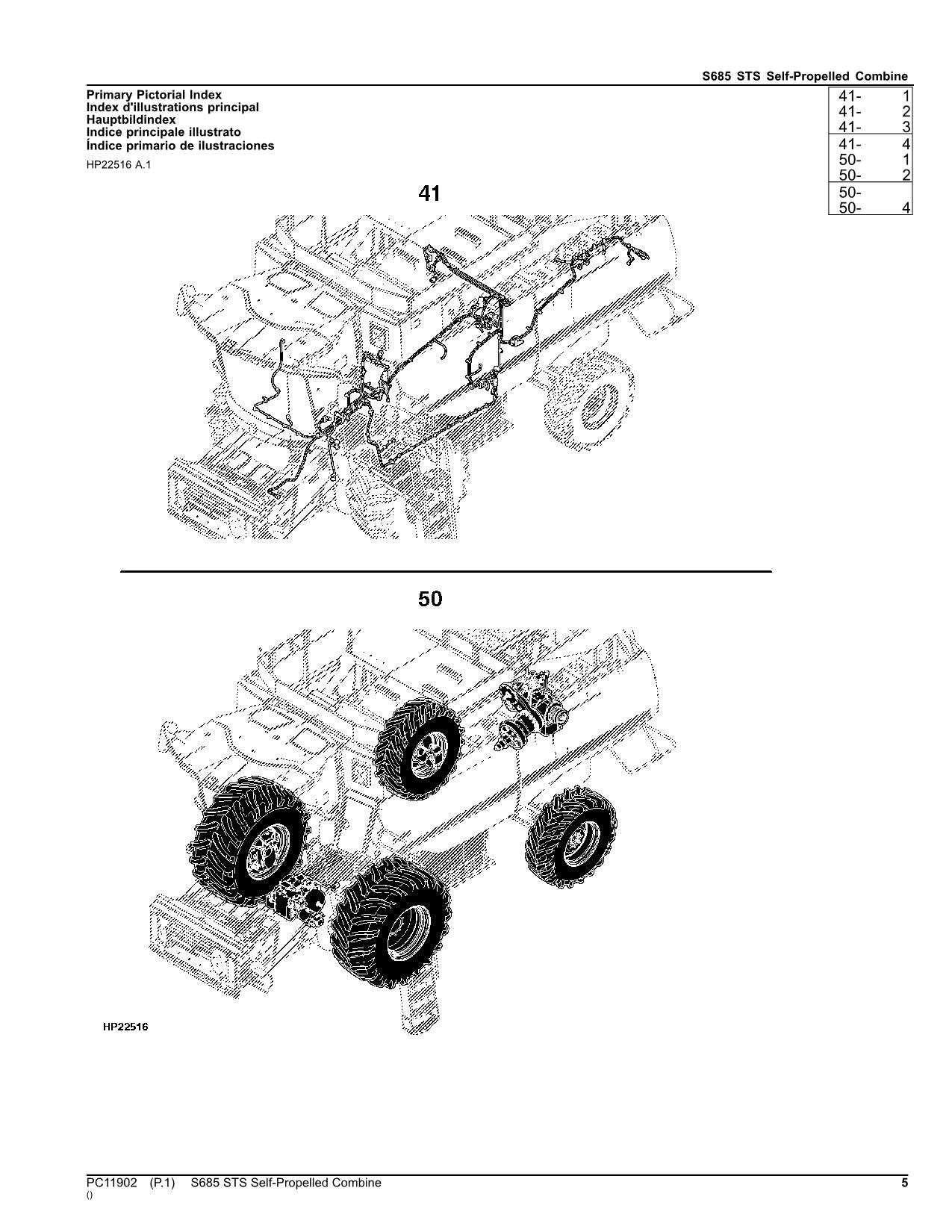 JOHN DEERE S685 STS COMBINE PARTS CATALOG MANUAL