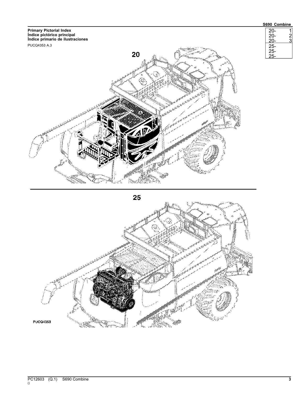 JOHN DEERE S690 COMBINE PARTS CATALOG MANUAL #4