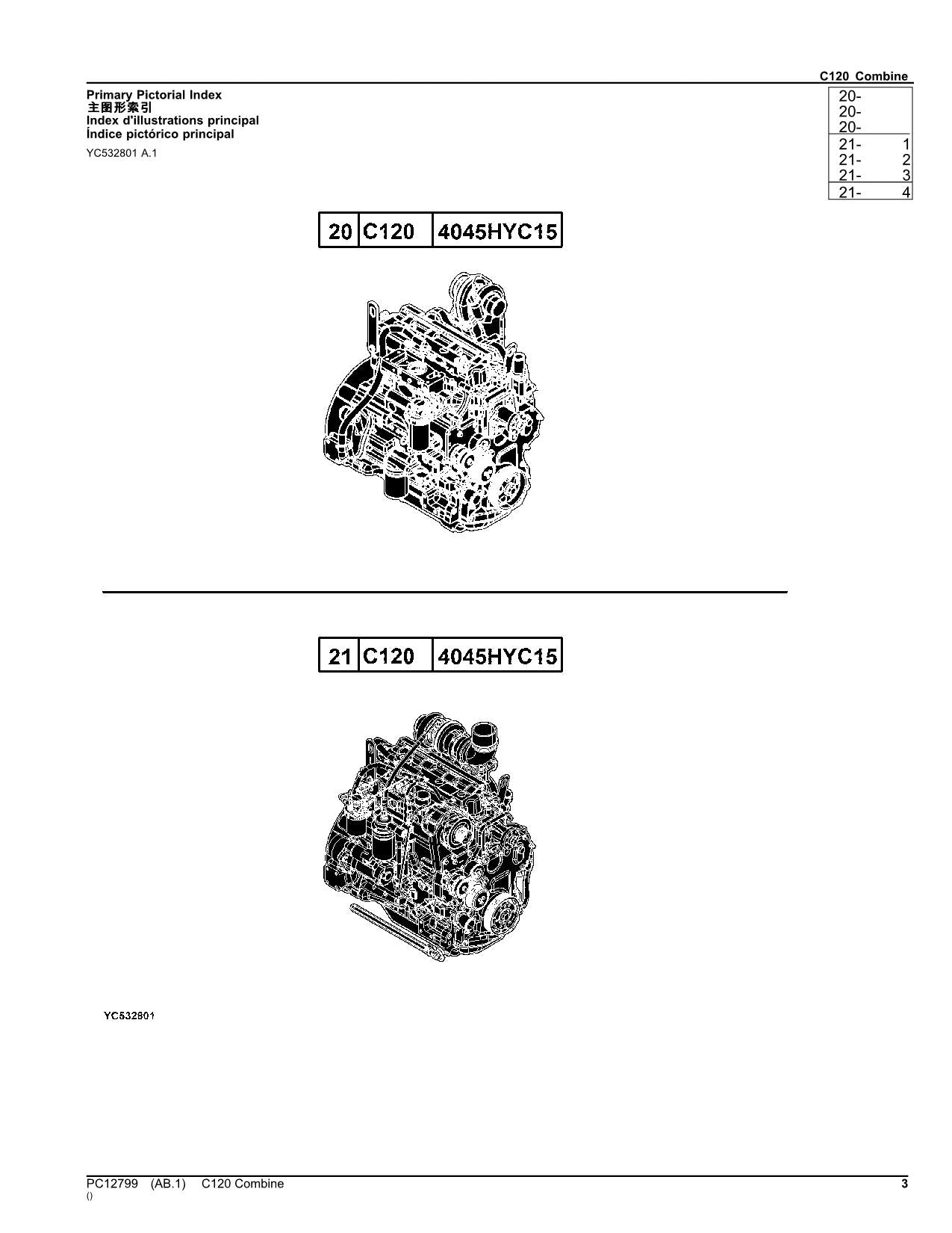 JOHN DEERE C120 MÄHDRESCHER-ERSATZTEILKATALOGHANDBUCH