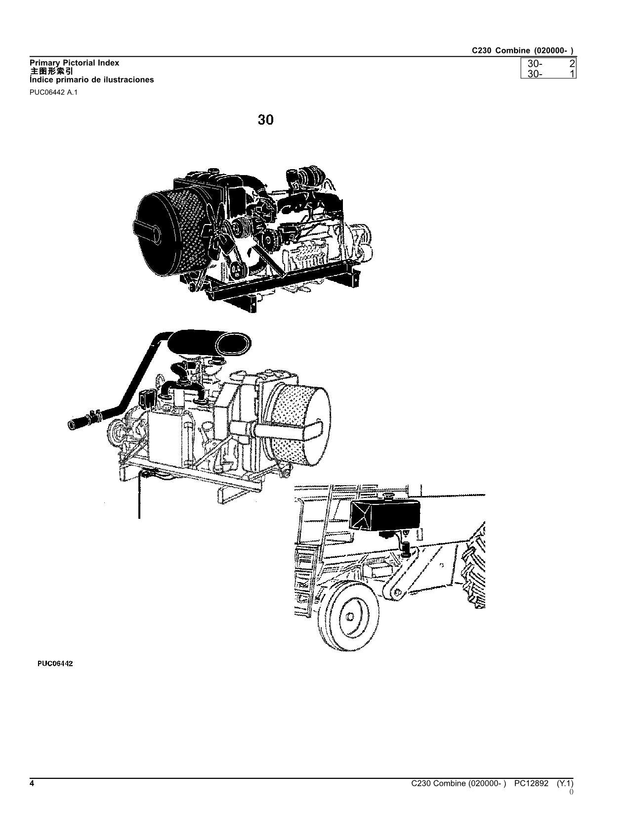 JOHN DEERE C230 COMBINE PARTS CATALOG MANUAL #1