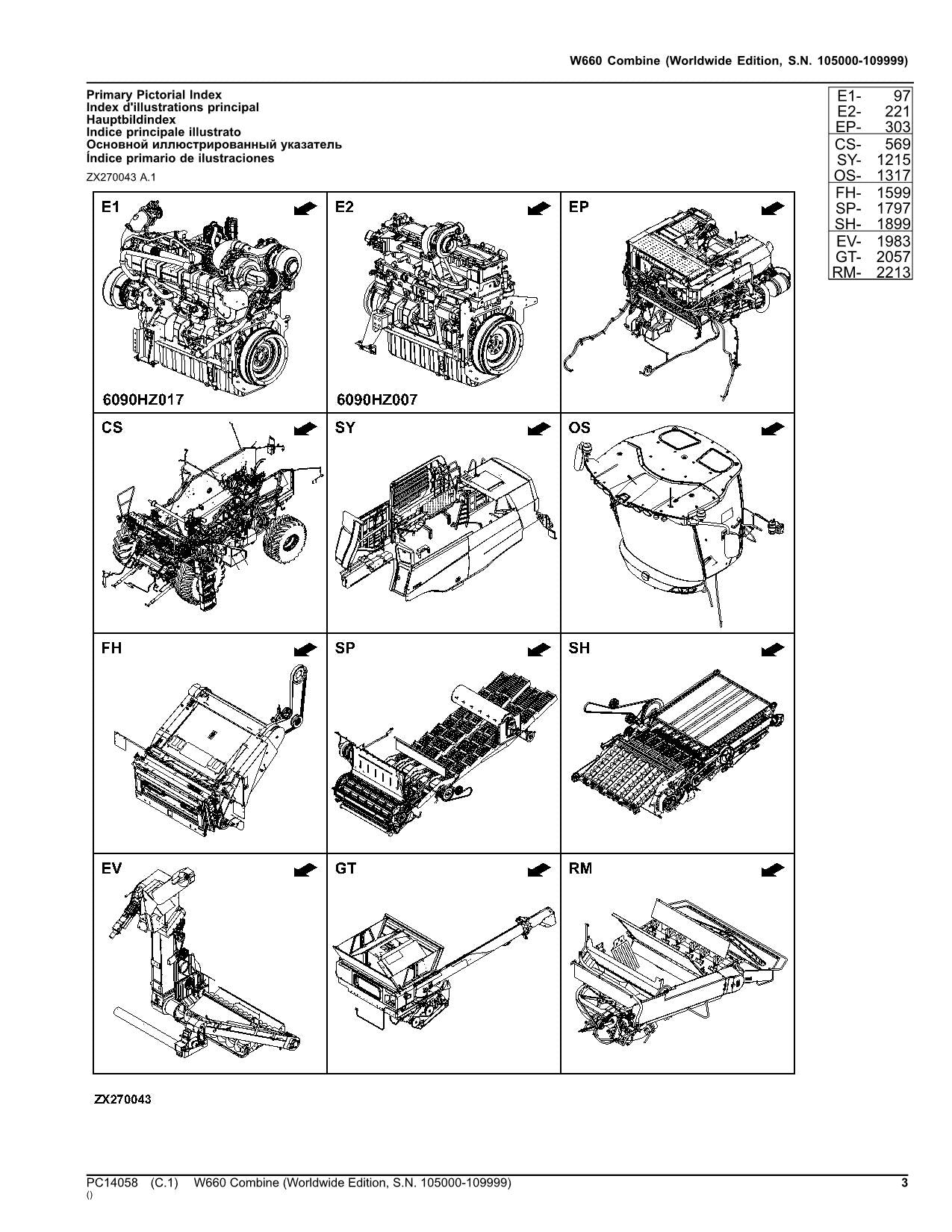 JOHN DEERE W660 COMBINE PARTS CATALOG MANUAL 105000-109999