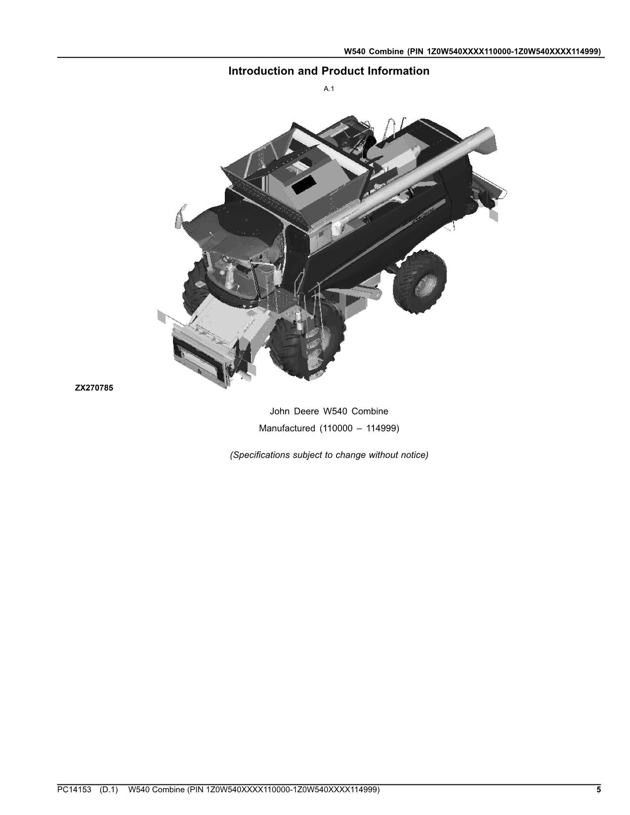 JOHN DEERE T660 COMBINE PARTS CATALOG MANUAL 110000-114999