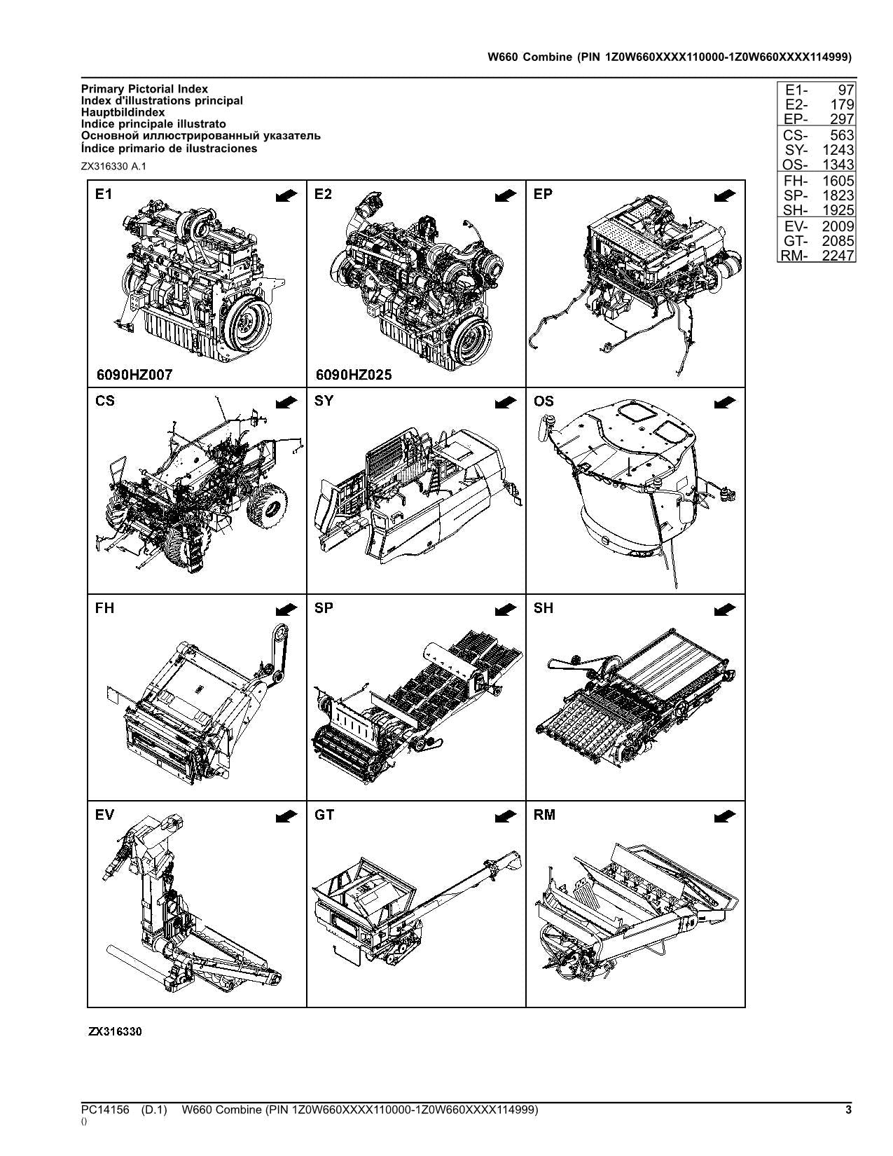 JOHN DEERE W660 COMBINE PARTS CATALOG MANUAL 110000-114999