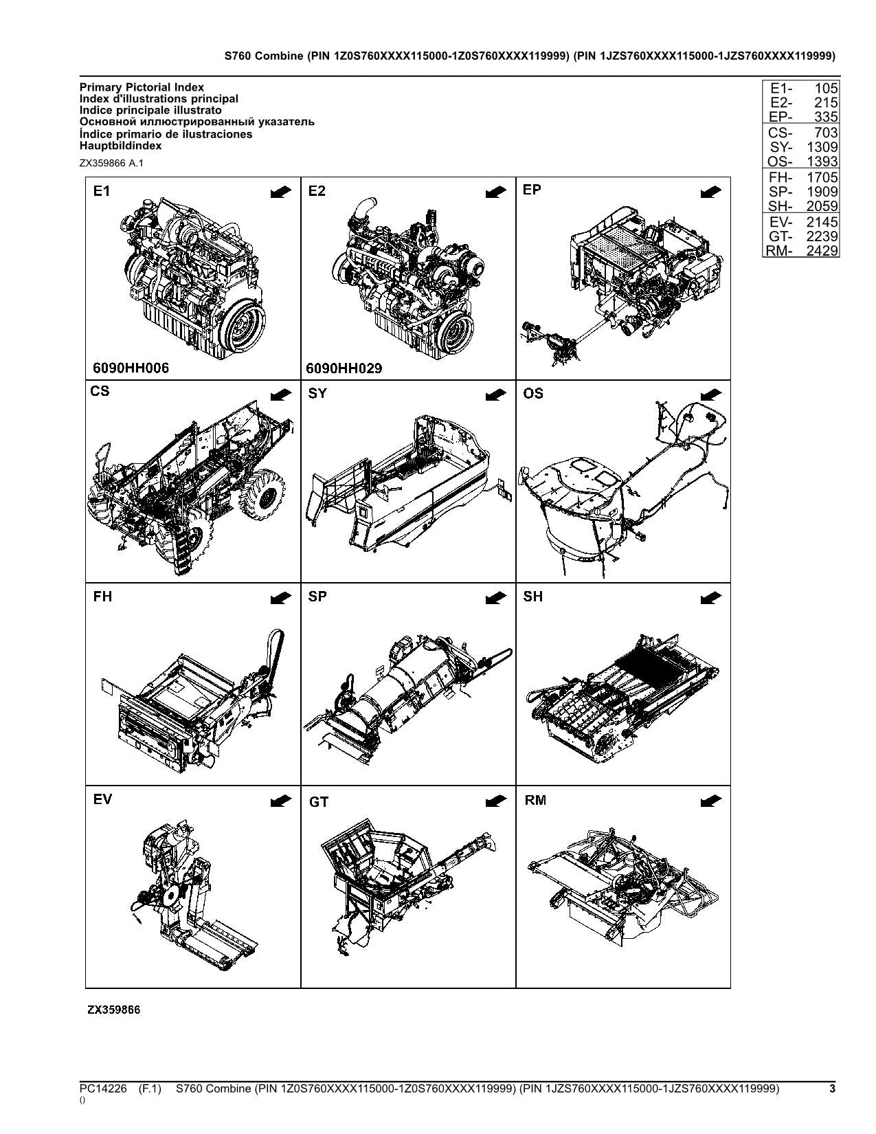 JOHN DEERE S760 COMBINE PARTS CATALOG MANUAL #3