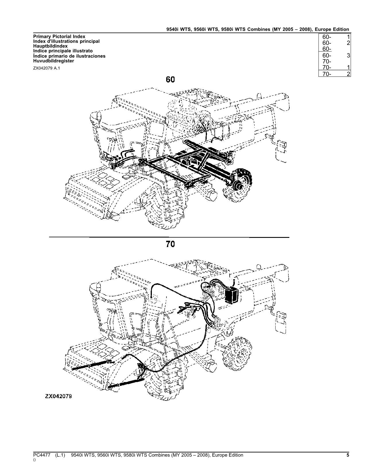 JOHN DEERE 9540I WTS 9560I WTS 9580I WTS COMBINE PARTS CATALOG MANUAL