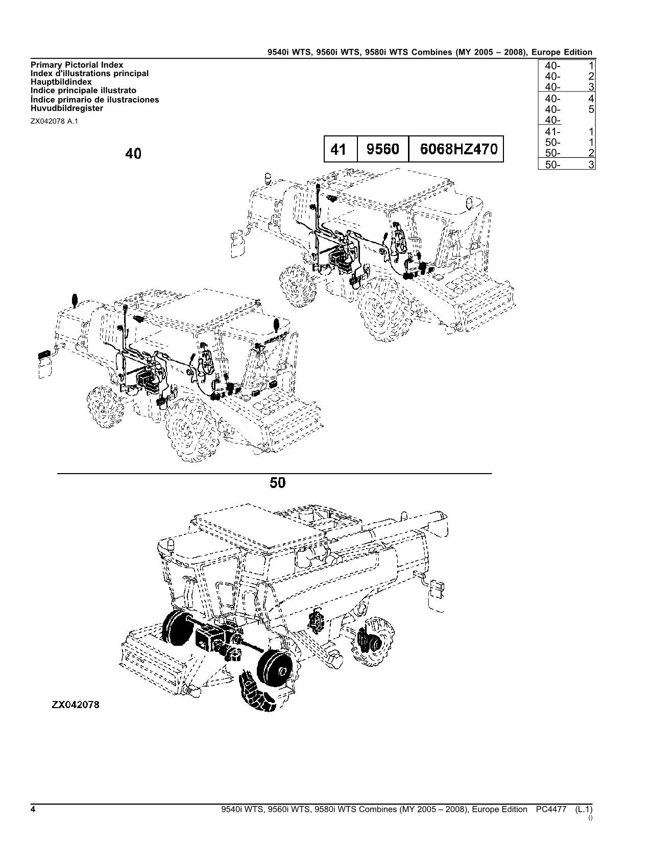 JOHN DEERE 9540I WTS 9560I WTS 9580I WTS MÄHDRESCHER-ERSATZTEILKATALOGHANDBUCH