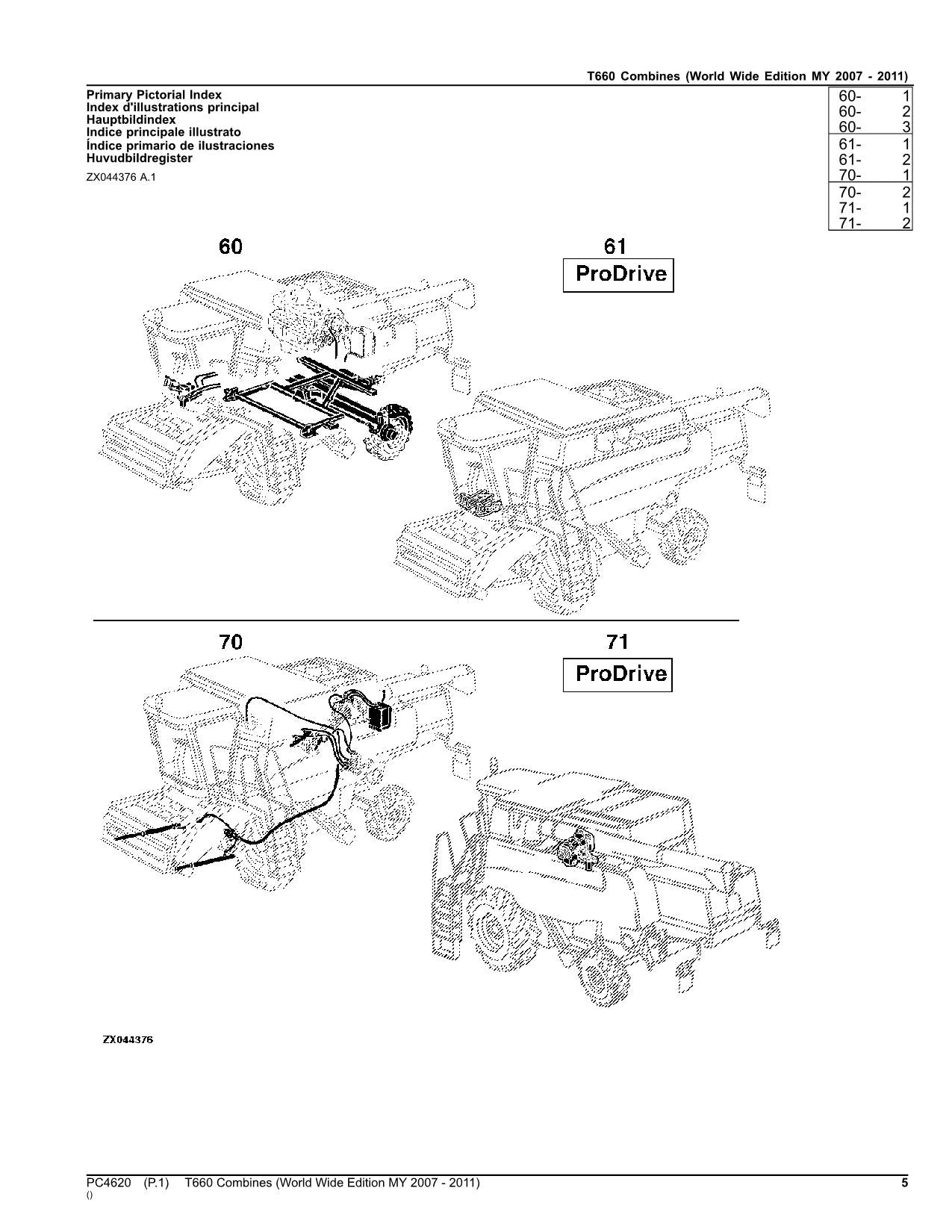 JOHN DEERE T660 COMBINE PARTS CATALOG MANUAL #4