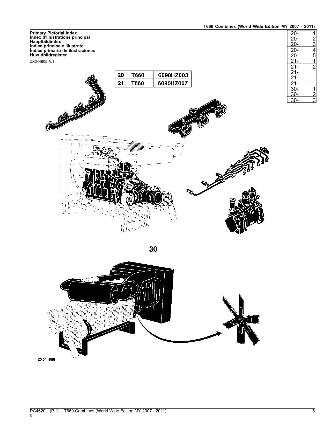 JOHN DEERE T660 COMBINE PARTS CATALOG MANUAL #4