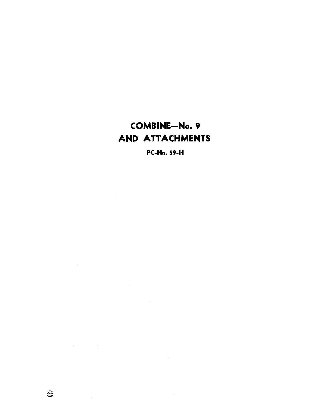 JOHN DEERE 9 COMBINE PARTS CATALOG MANUAL