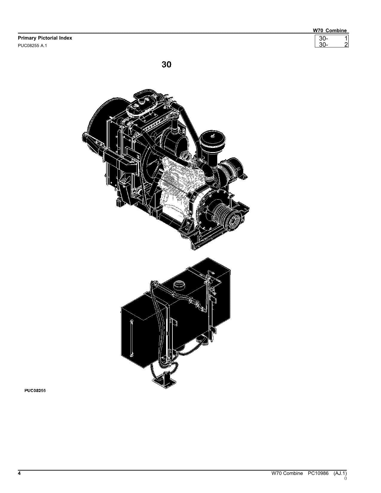 JOHN DEERE W70 MÄHDRESCHER-ERSATZTEILKATALOGHANDBUCH Nr. 1