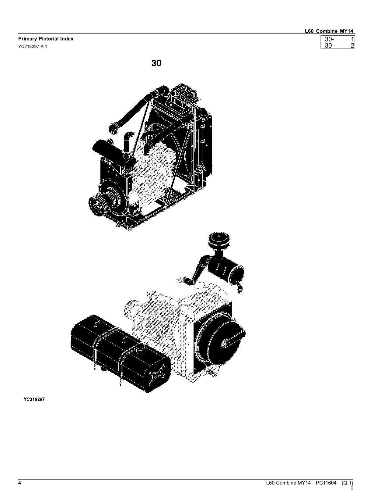 JOHN DEERE L60 COMBINE PARTS CATALOG MANUAL