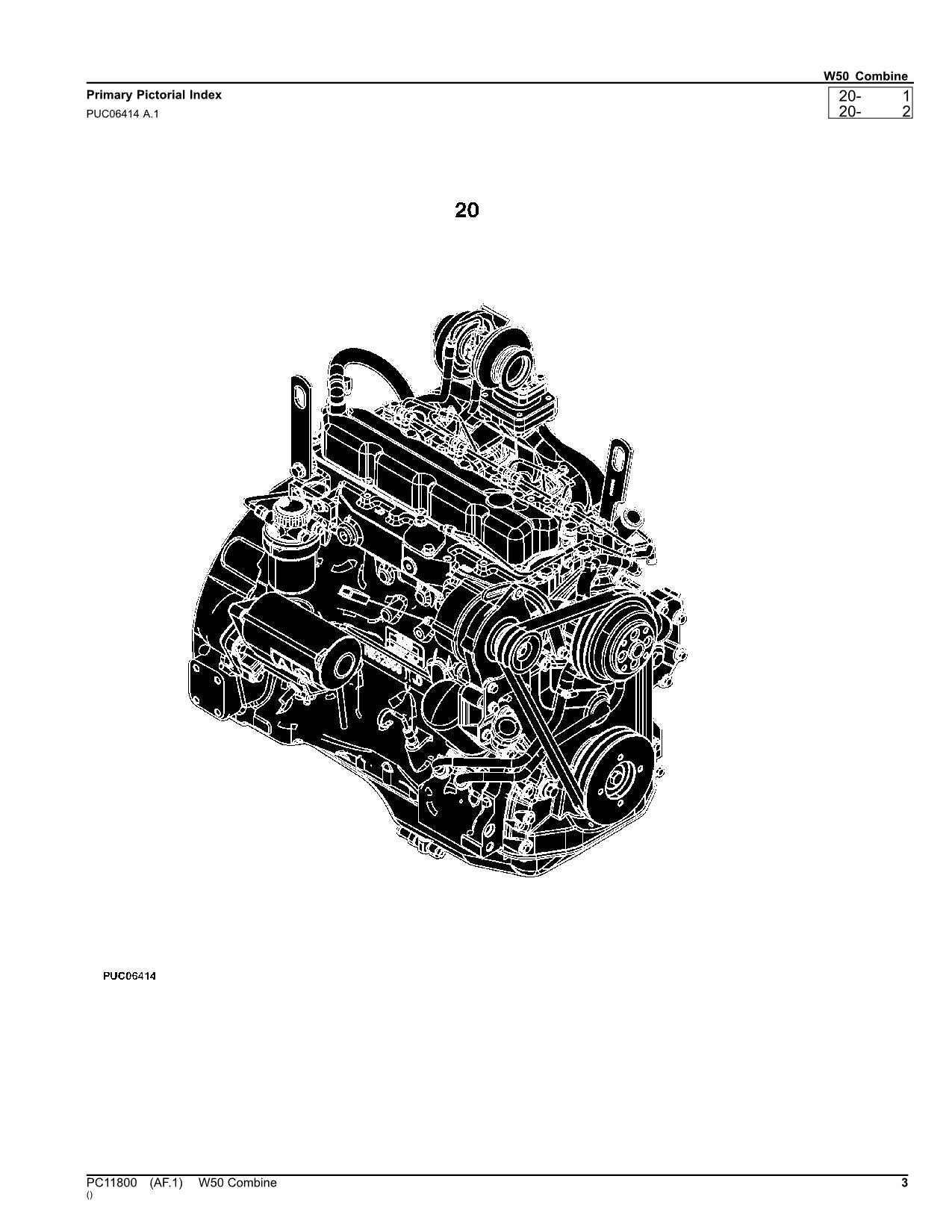 JOHN DEERE W50 COMBINE PARTS CATALOG MANUAL #1