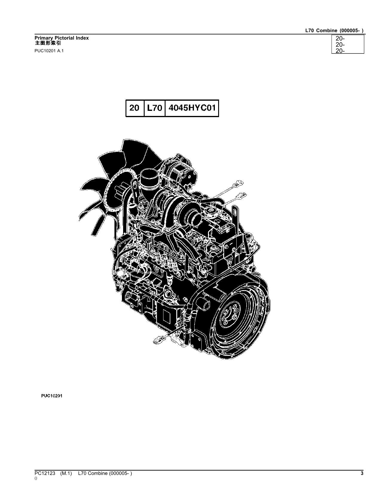 JOHN DEERE L70 MÄHDRESCHER-ERSATZTEILKATALOGHANDBUCH