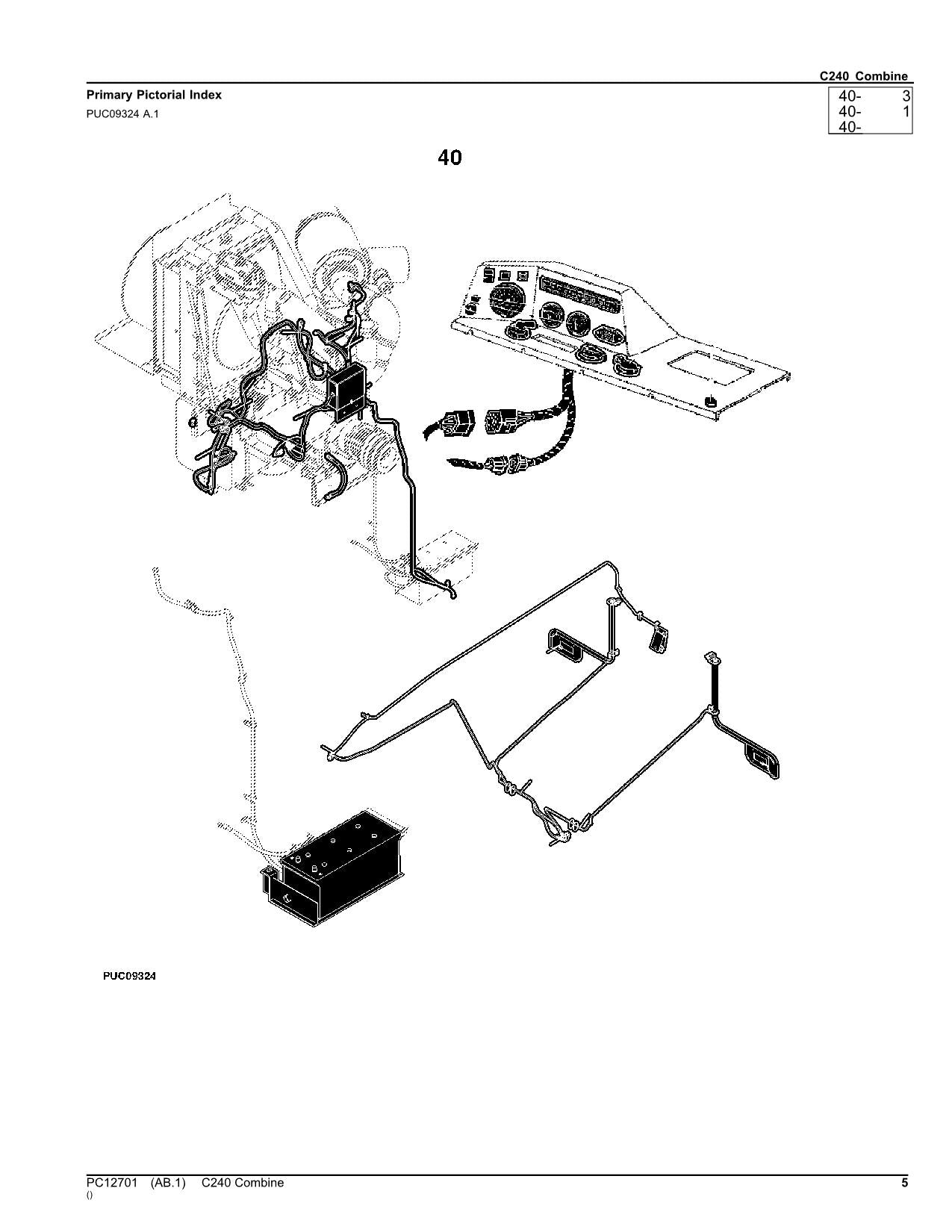 JOHN DEERE C240 COMBINE PARTS CATALOG MANUAL