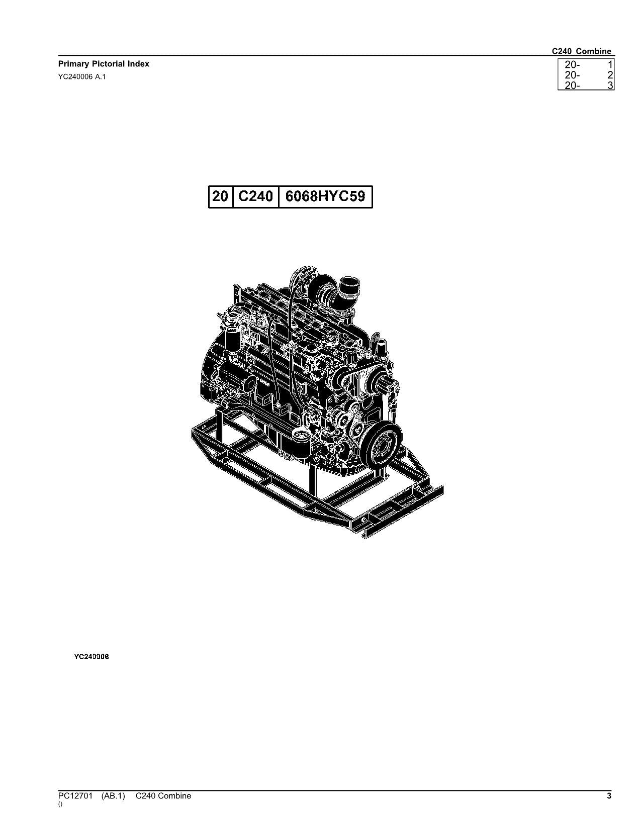 JOHN DEERE C240 ​​MÄHDRESCHER-ERSATZTEILKATALOGHANDBUCH