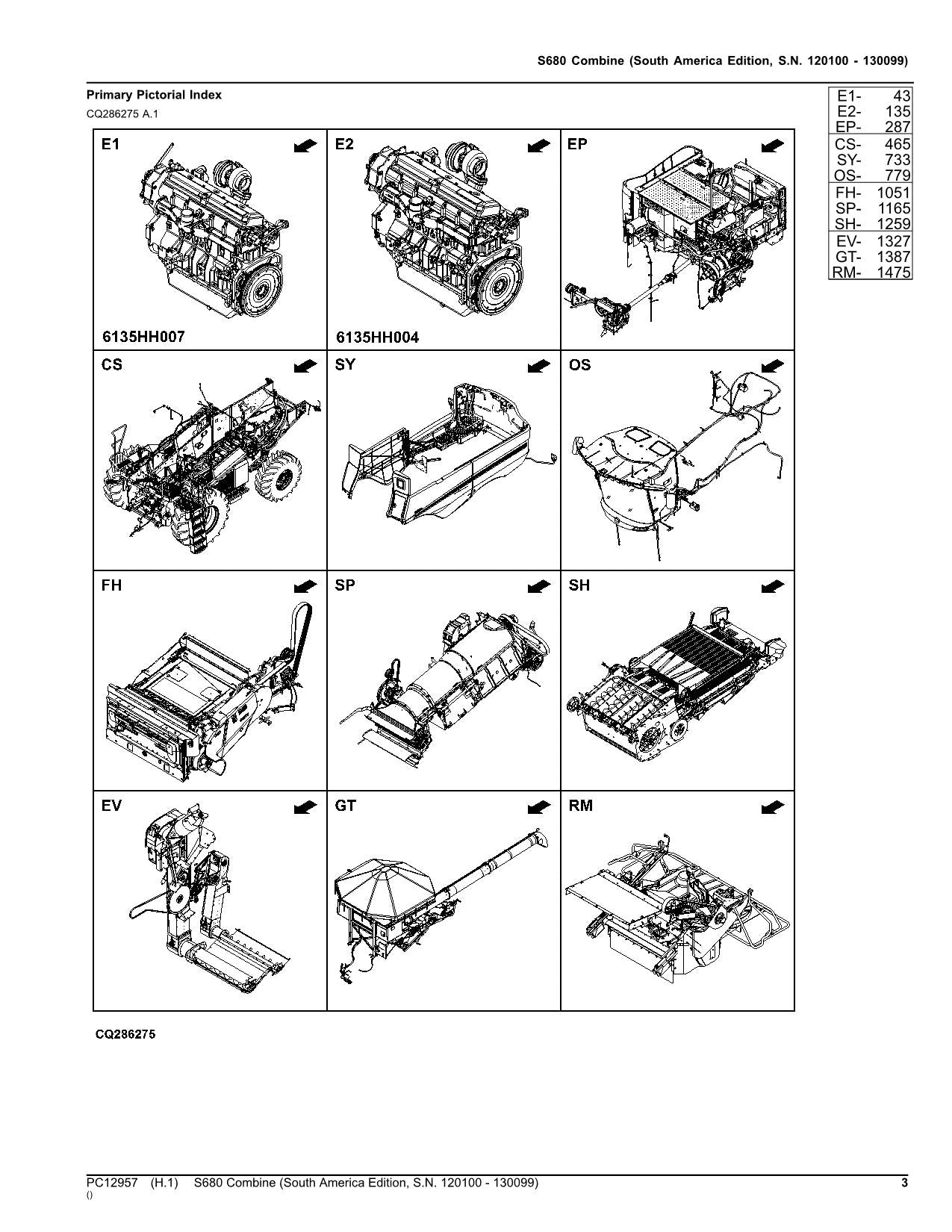 JOHN DEERE S680 COMBINE PARTS CATALOG MANUAL #5