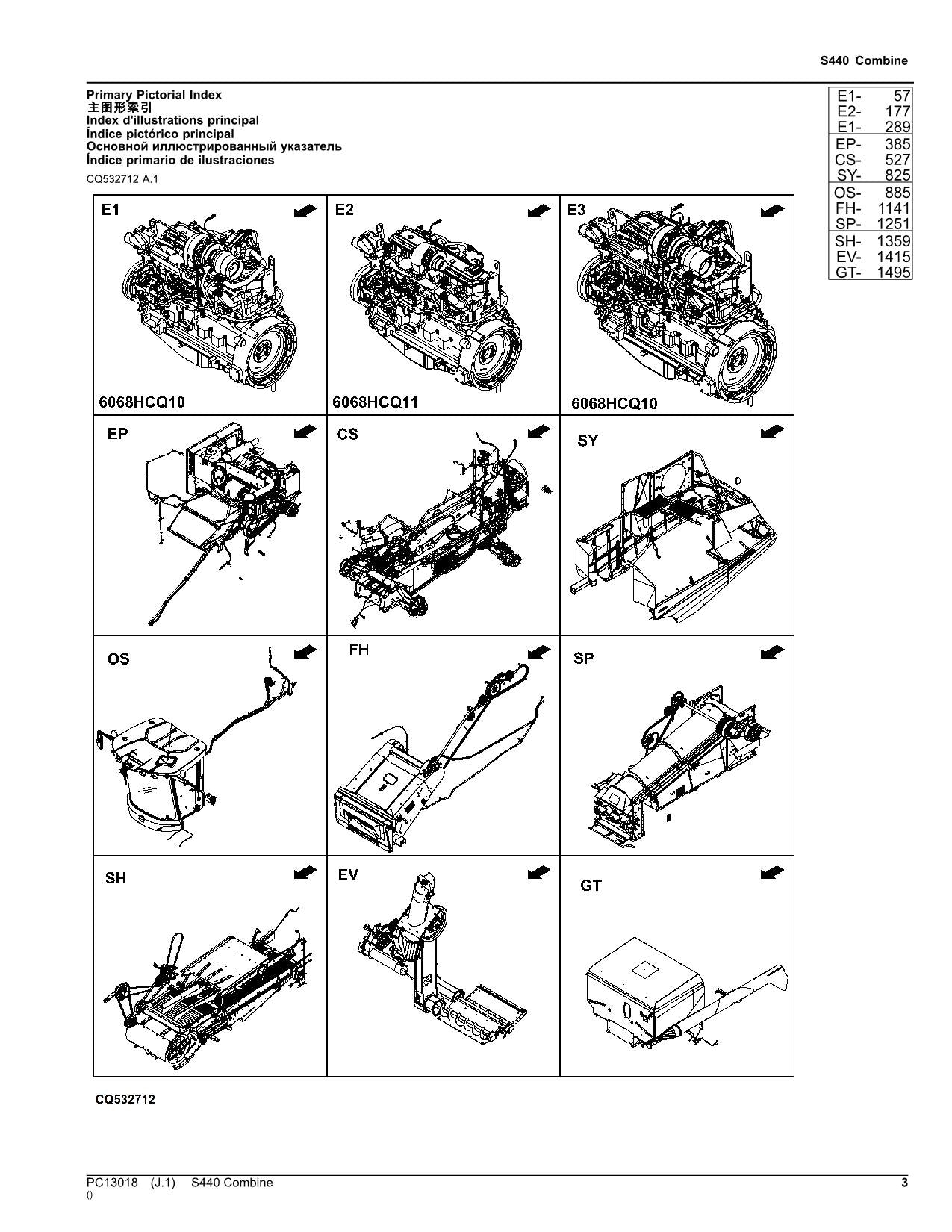 JOHN DEERE S440 MÄHDRESCHER-ERSATZTEILKATALOGHANDBUCH Nr. 1