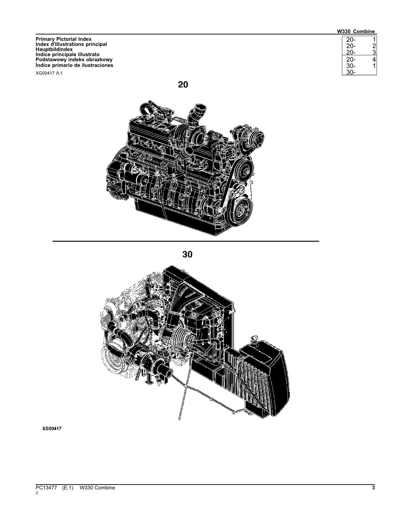 JOHN DEERE W330 COMBINE PARTS CATALOG MANUAL #2