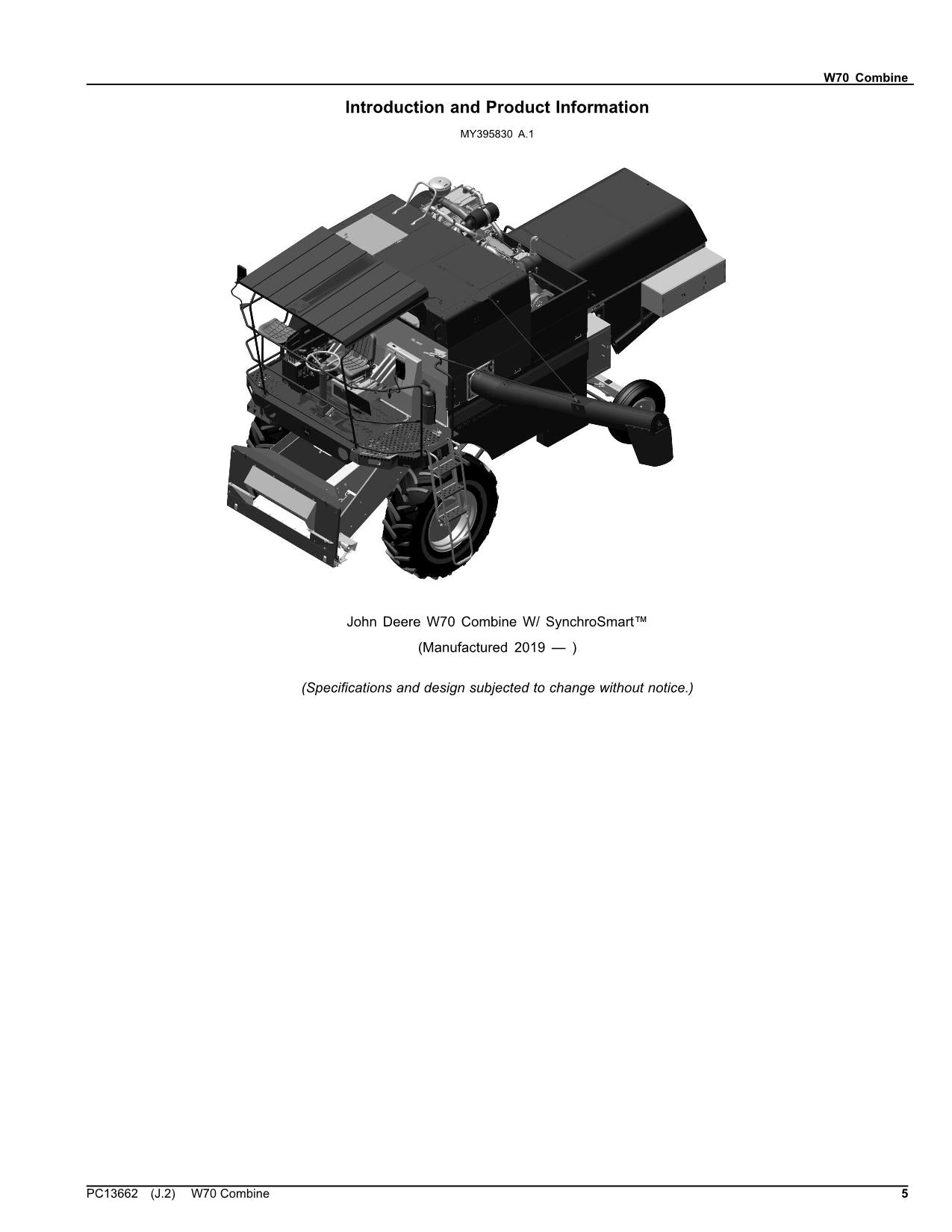 JOHN DEERE W70 MÄHDRESCHER-ERSATZTEILKATALOGHANDBUCH Nr. 2