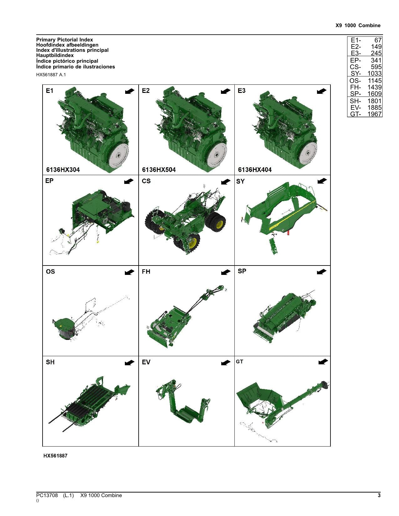 JOHN DEERE X9 1000 MÄHDRESCHER ERSATZTEILKATALOGHANDBUCH