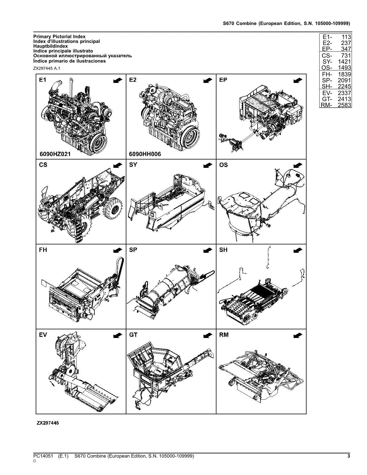 JOHN DEERE S670 COMBINE PARTS CATALOG MANUAL #4