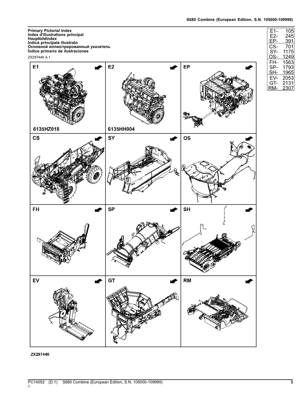 JOHN DEERE S680 COMBINE PARTS CATALOG MANUAL #6