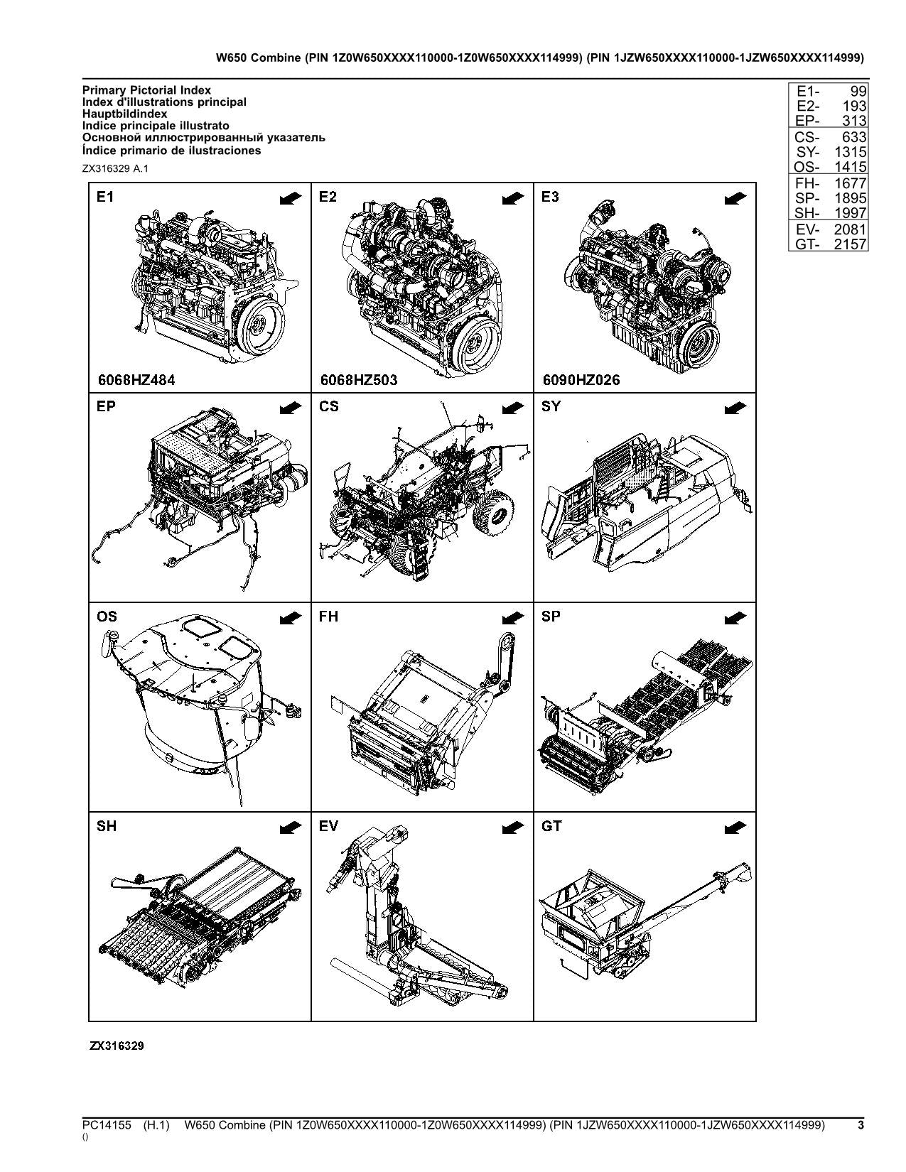 JOHN DEERE W650 MÄHDRESCHER-ERSATZTEILKATALOGHANDBUCH Nr. 3