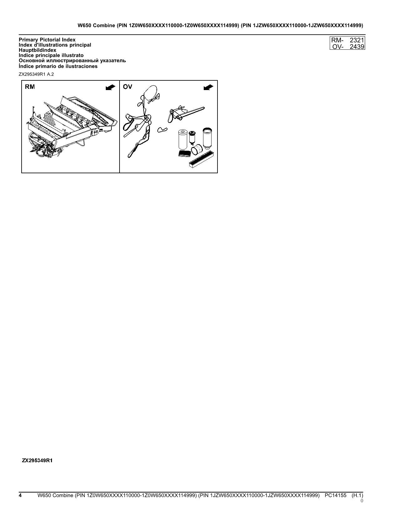 JOHN DEERE W650 MÄHDRESCHER-ERSATZTEILKATALOGHANDBUCH Nr. 3