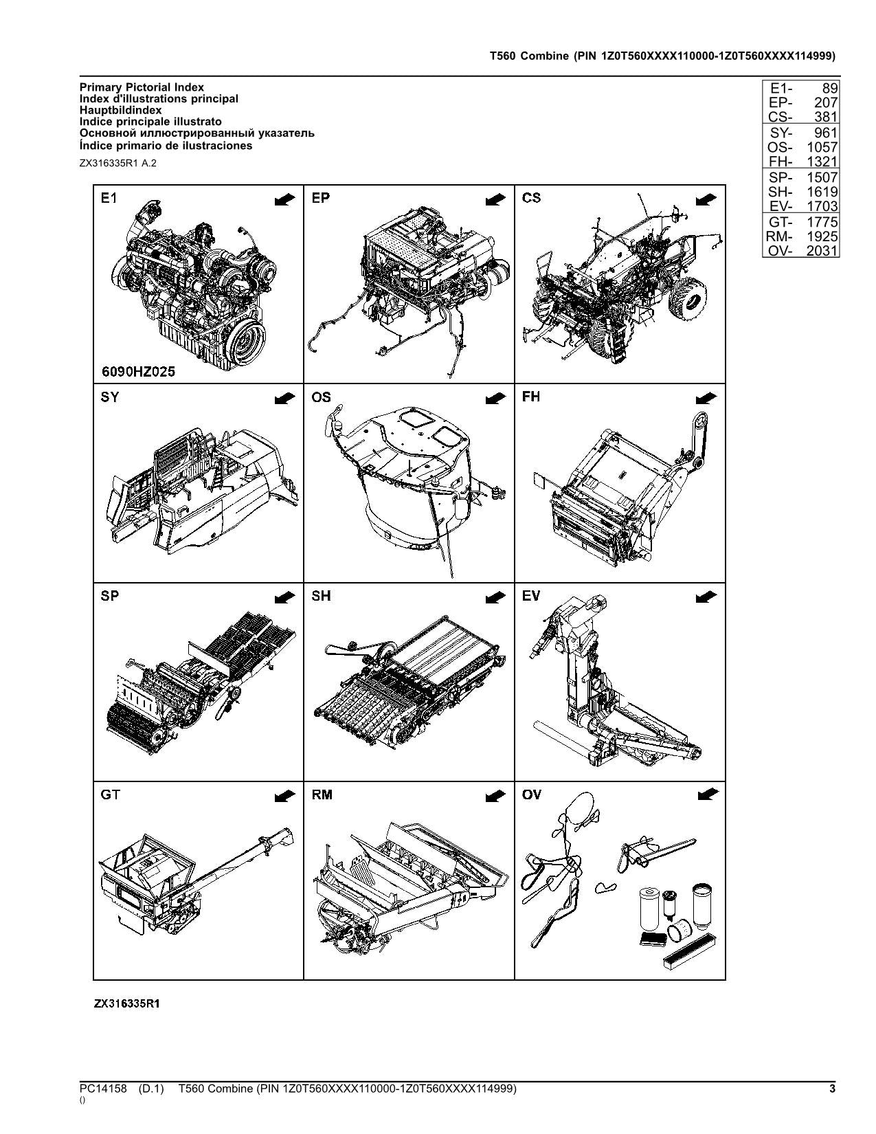 JOHN DEERE T560 MÄHDRESCHER-ERSATZTEILKATALOGHANDBUCH 110000-114999