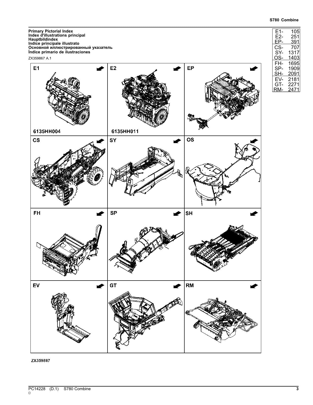 JOHN DEERE S780 COMBINE PARTS CATALOG MANUAL #5