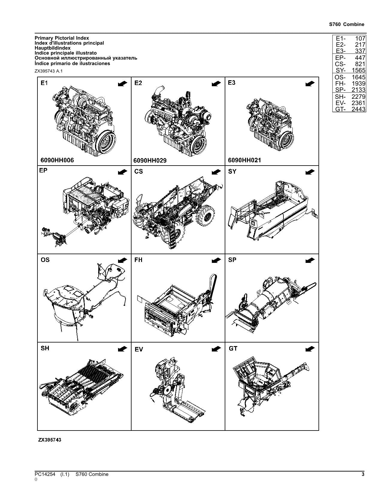 JOHN DEERE S760 COMBINE PARTS CATALOG MANUAL 120000-124999