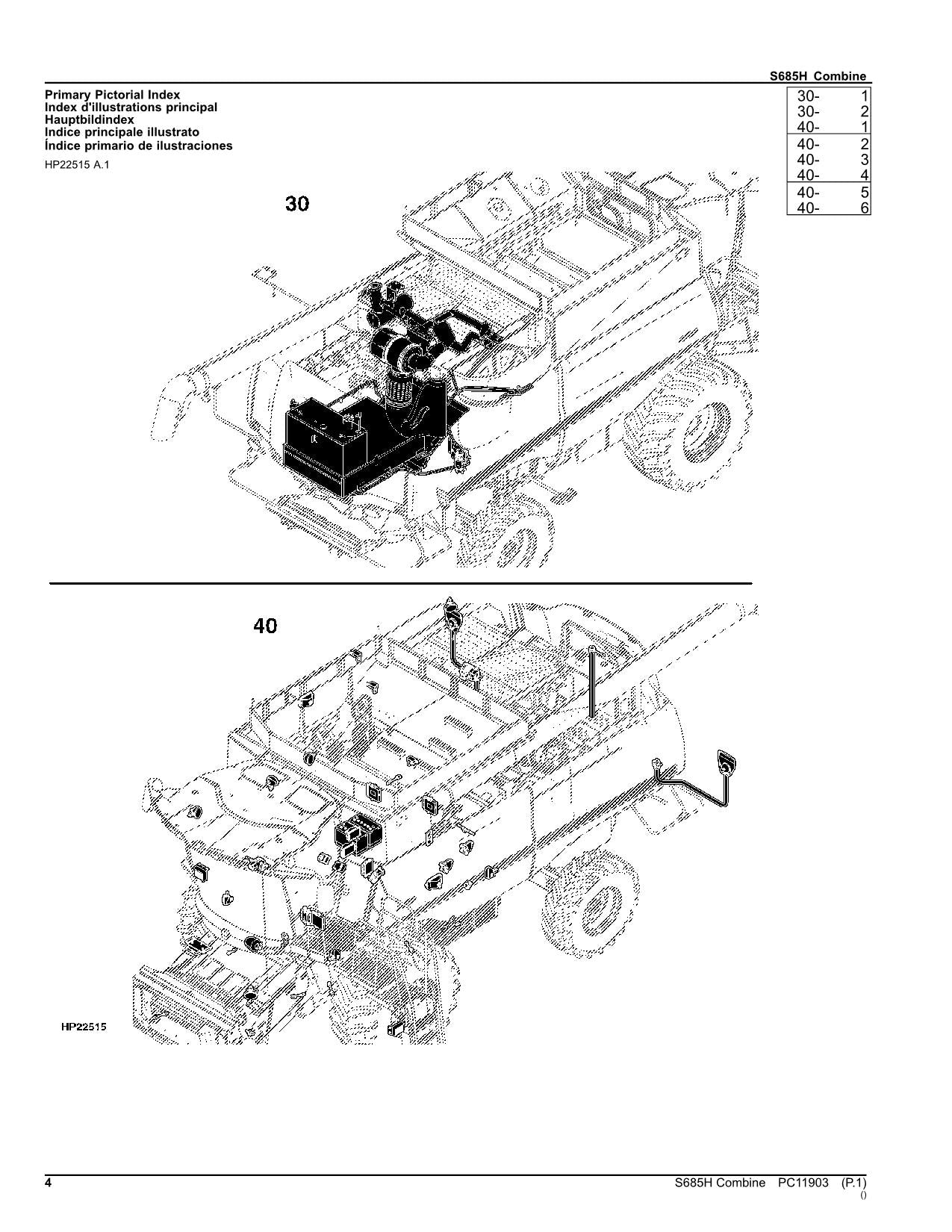 JOHN DEERE S685H COMBINE PARTS CATALOG MANUAL europe version