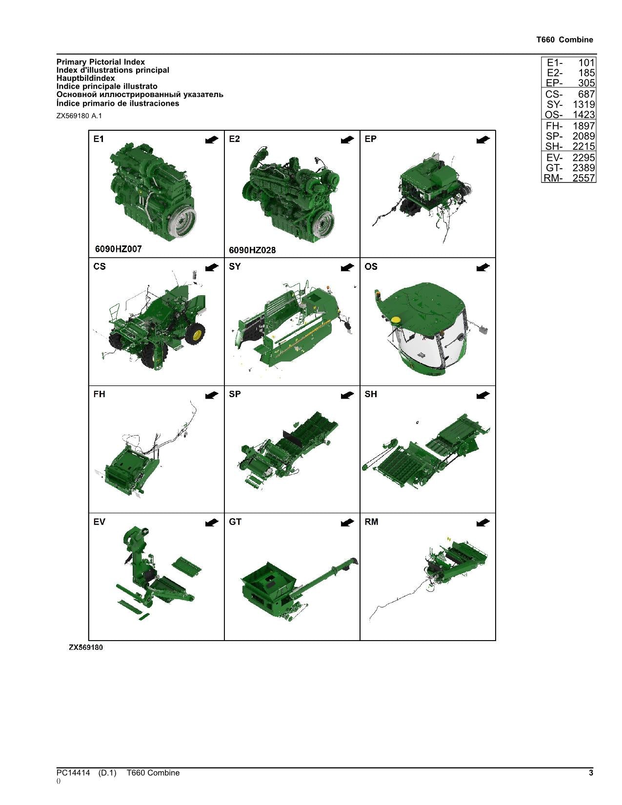 JOHN DEERE T660 COMBINE PARTS CATALOG MANUAL #6