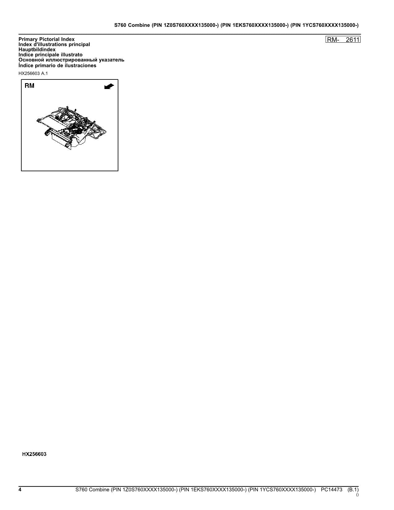 JOHN DEERE S760 COMBINE PARTS CATALOG MANUAL #8