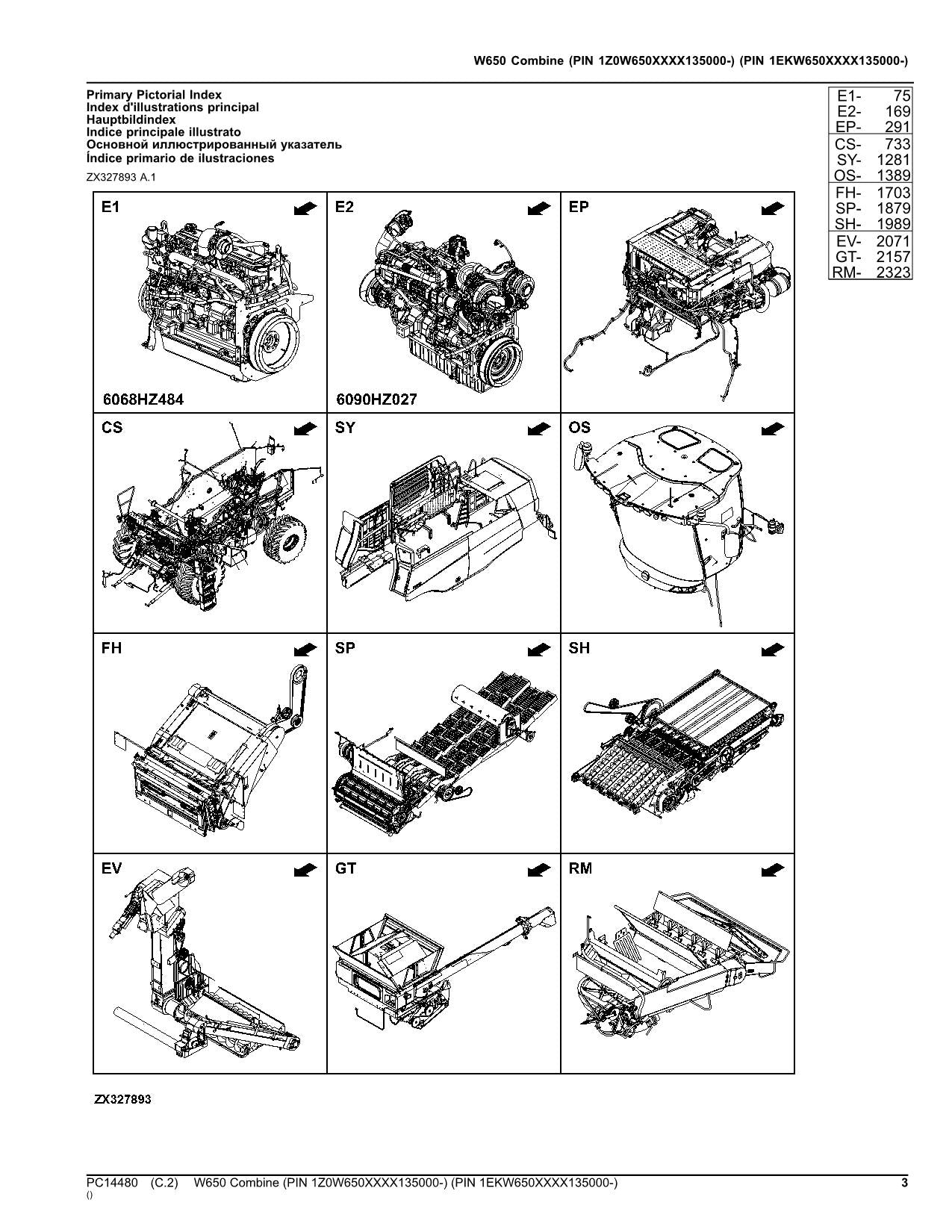 JOHN DEERE W650 COMBINE PARTS CATALOG MANUAL #6